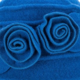 Skullies & Beanies 1920s Gatsby Womens Flower Wool Warm Beanie Bow Hat Cap Crushable A287 - Royal Blue - CM1263WXZGL $13.16