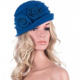Skullies & Beanies 1920s Gatsby Womens Flower Wool Warm Beanie Bow Hat Cap Crushable A287 - Royal Blue - CM1263WXZGL $13.16