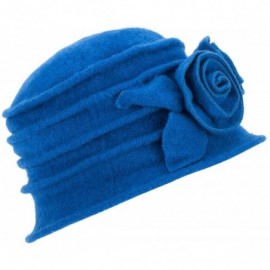 Skullies & Beanies 1920s Gatsby Womens Flower Wool Warm Beanie Bow Hat Cap Crushable A287 - Royal Blue - CM1263WXZGL $13.16
