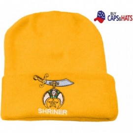 Skullies & Beanies Shriner Skull Cap Gold Cuffed Winter Ski Hat Skully Assoc. with Masons - C2120FFWSFV $12.20