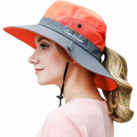 Sun Hats Women Outdoor Summer Sun Hat UV Protection Wide Brim Foldable Safari Fishing Cap - Orange - C218N7UAWYI $12.67