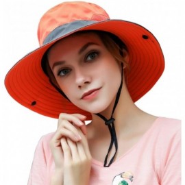 Sun Hats Women Outdoor Summer Sun Hat UV Protection Wide Brim Foldable Safari Fishing Cap - Orange - C218N7UAWYI $12.67