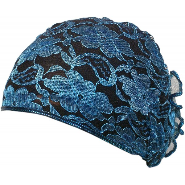Headbands Beautiful Metallic Turban-style Head Wrap - Lacey Sky Blue - C718DU4AS5Y $11.79