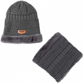 Skullies & Beanies Clearance Deals!!Fashion Scarf Hat Set Men Winter Warm Solid Color Woolen Yarn Outdoor Caps Grey - Grey - ...