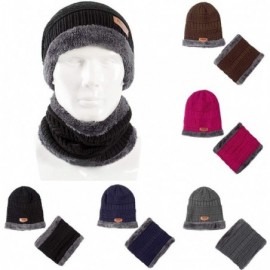 Skullies & Beanies Clearance Deals!!Fashion Scarf Hat Set Men Winter Warm Solid Color Woolen Yarn Outdoor Caps Grey - Grey - ...