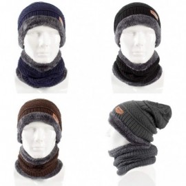 Skullies & Beanies Clearance Deals!!Fashion Scarf Hat Set Men Winter Warm Solid Color Woolen Yarn Outdoor Caps Grey - Grey - ...