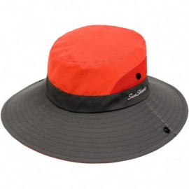 Sun Hats Women Outdoor Summer Sun Hat UV Protection Wide Brim Foldable Safari Fishing Cap - Orange - C218N7UAWYI $12.67