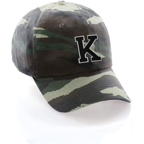 Baseball Caps Customized Letter Intial Baseball Hat A to Z Team Colors- Camo Cap White Black - Letter K - CR18NDNX7A4 $16.42