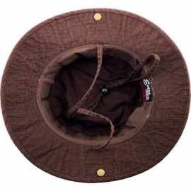 Bucket Hats Unisex Washed Cotton Bucket Hat Summer Outdoor Cap - (2. Boonie With Chin Strap) Brown - CR11JEB16QZ $9.34