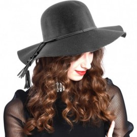 Fedoras Women's Felt Floppy Hat - Charcoal Gray - C012MYV9E9X $27.92