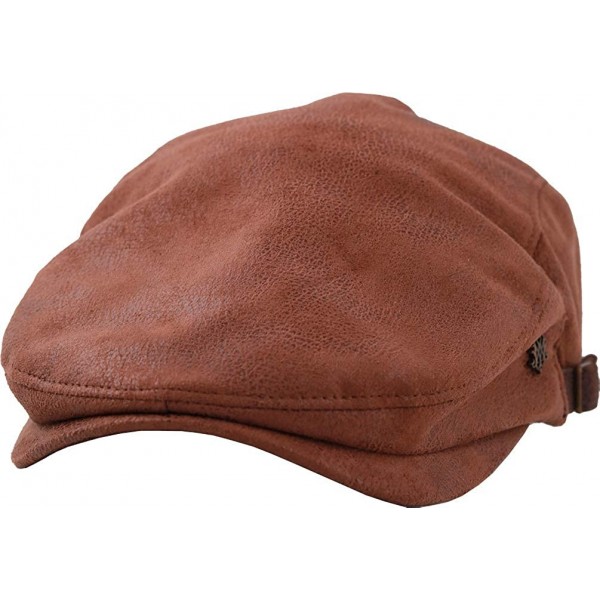 Newsboy Caps iCAB ms Classic PE Leather Newsboy Flat Cap Cabbie Drivers Hat Ivy Cap - Light Brown - CR18QT9XYYT $19.44