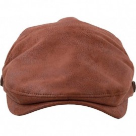 Newsboy Caps iCAB ms Classic PE Leather Newsboy Flat Cap Cabbie Drivers Hat Ivy Cap - Light Brown - CR18QT9XYYT $19.44