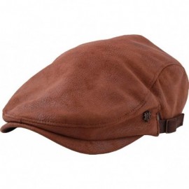 Newsboy Caps iCAB ms Classic PE Leather Newsboy Flat Cap Cabbie Drivers Hat Ivy Cap - Light Brown - CR18QT9XYYT $19.44