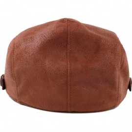 Newsboy Caps iCAB ms Classic PE Leather Newsboy Flat Cap Cabbie Drivers Hat Ivy Cap - Light Brown - CR18QT9XYYT $19.44