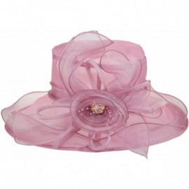 Sun Hats Women's Wide Brim Floral Organza Kentucky Derby Hat Tea Party Church Wedding Hat - Rose - CE18D0Z6M99 $14.78