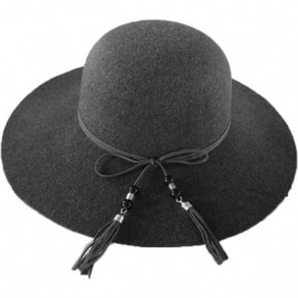 Fedoras Women's Felt Floppy Hat - Charcoal Gray - C012MYV9E9X $14.50