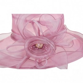 Sun Hats Women's Wide Brim Floral Organza Kentucky Derby Hat Tea Party Church Wedding Hat - Rose - CE18D0Z6M99 $14.78