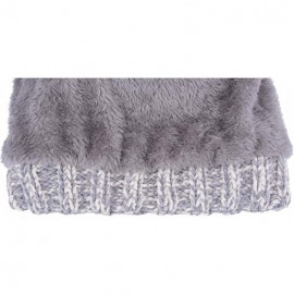 Skullies & Beanies Winter Beanie Hat for Women Knit Thick Snow Cuff Cap with Faux Fur Pompom - Grey-19 - CP18X6U9A0N $8.01