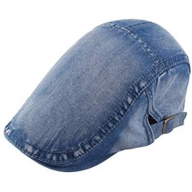 Newsboy Caps Unisex Denim Newsboy Hats Flat Ivy Gatsby Cabbie Driving Berets Hat Cotton Dad Cap for Men Women - Hat-denim Blu...