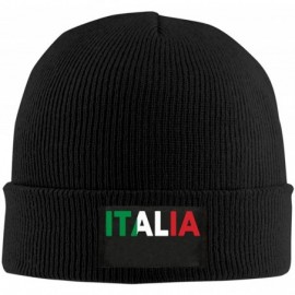 Skullies & Beanies Italia Italy Italian Flag Men & Women's Knitted Hat Fashion Warm Pure Color Hat - Black - CC18O85XONH $20.89
