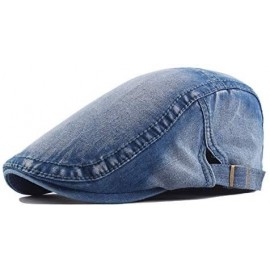 Newsboy Caps Unisex Denim Newsboy Hats Flat Ivy Gatsby Cabbie Driving Berets Hat Cotton Dad Cap for Men Women - Hat-denim Blu...