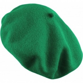 Berets Traditional Women's Men's Solid Color Plain Wool French Beret One Size - Kelly Green - CQ189YHRYH3 $12.02