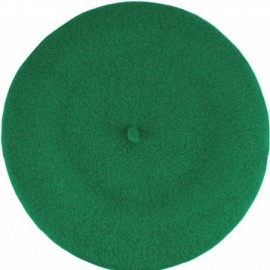 Berets Traditional Women's Men's Solid Color Plain Wool French Beret One Size - Kelly Green - CQ189YHRYH3 $12.02