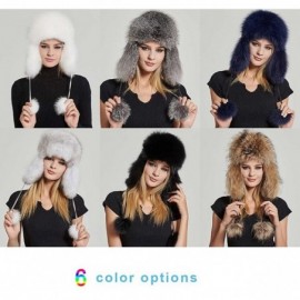 Bomber Hats Women's Fur Trapper Hat with Sheepskin Earflap Bomber Hat Winter Fur Hat - Silver Fox - CM1876X0ZL3 $53.66