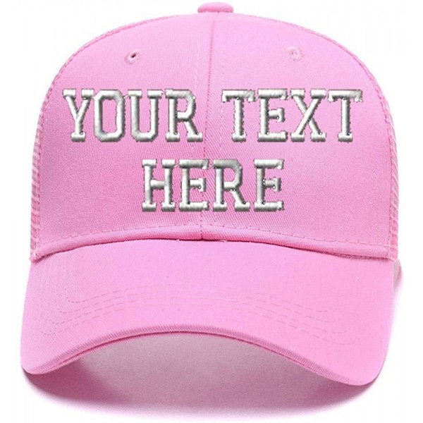 Baseball Caps Custom Ponytail Baseball Cap Personalized Messy Bun Hat Mesh Visor Trucker Hat - Pink - C018GZ73U25 $31.87