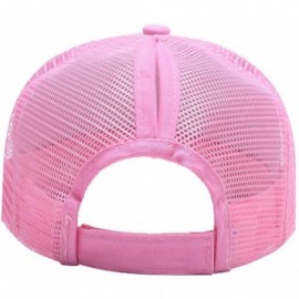 Baseball Caps Custom Ponytail Baseball Cap Personalized Messy Bun Hat Mesh Visor Trucker Hat - Pink - C018GZ73U25 $13.66