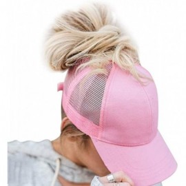 Baseball Caps Custom Ponytail Baseball Cap Personalized Messy Bun Hat Mesh Visor Trucker Hat - Pink - C018GZ73U25 $13.66