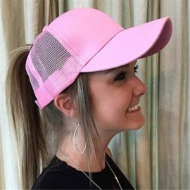 Baseball Caps Custom Ponytail Baseball Cap Personalized Messy Bun Hat Mesh Visor Trucker Hat - Pink - C018GZ73U25 $13.66