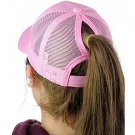 Baseball Caps Custom Ponytail Baseball Cap Personalized Messy Bun Hat Mesh Visor Trucker Hat - Pink - C018GZ73U25 $13.66