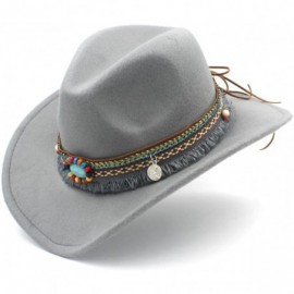 Balaclavas Women's Western Cowboy Hat for Lady Tassel Felt Cowgirl Sombrero Caps - Gray - C018M604KTE $16.10
