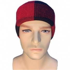 Skullies & Beanies Comfortable Unisex Beanie Warm- Stretchy & Soft Stylish & Trendy Knit hat - Red Check - CI192HDWCOM $8.51