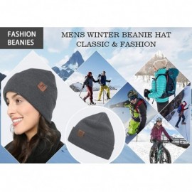 Skullies & Beanies Winter Daily Beanie Slouchy Knit Stocking Hat- Warm Fleece Skull Cap for Men and Women - Dark Grey - CZ18A...