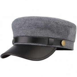 Fedoras Unisex Classic British Flat Top Fisherman Hat Cotton Breton Fiddler Hat - Grey - C218HEKOXE6 $10.72