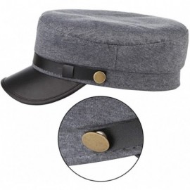 Fedoras Unisex Classic British Flat Top Fisherman Hat Cotton Breton Fiddler Hat - Grey - C218HEKOXE6 $10.72
