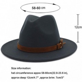 Fedoras Unisex Wide Brim Felt Fedora Hats Men Women Panama Trilby Hat with Band - D-grey - CX18KR5QNOM $13.22
