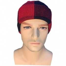 Skullies & Beanies Comfortable Unisex Beanie Warm- Stretchy & Soft Stylish & Trendy Knit hat - Red Check - CI192HDWCOM $8.51