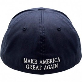 Baseball Caps Make America Great Again Flex Fit Hat American Flag White Border - CG18H0O9XZS $17.79