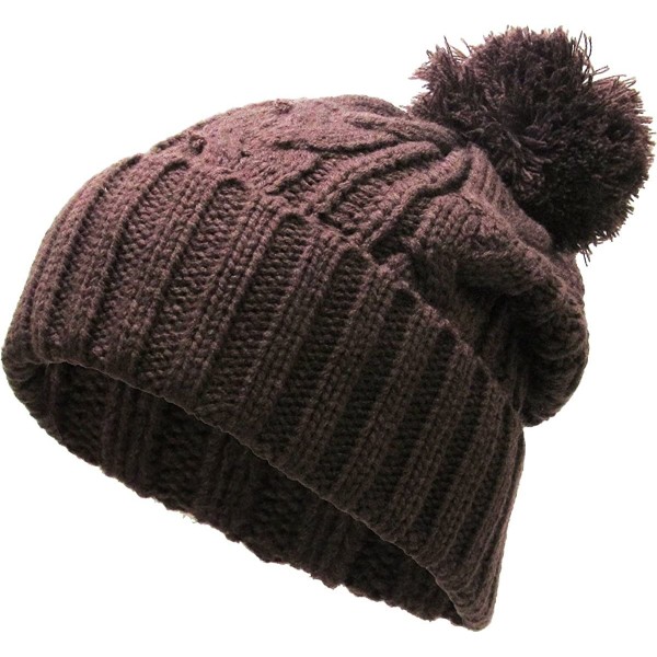 Women's Winter Warm Thick Oversize Cable Knitted Beaine Hat with Pom ...