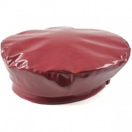 Berets Patent Leather French Style Beret Hat PU Dancing for Women - Red - CD18RA4D5IQ $12.49