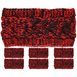 Cold Weather Headbands Plain Braided Winter Knit Headband - 6 Pack Red/Black - CQ12NZA21F5 $15.11