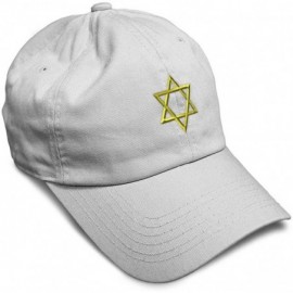 Baseball Caps Custom Soft Baseball Cap Star of David Jewish B Embroidery Twill Cotton - White - C818SLW8UKD $26.65