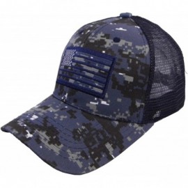 Baseball Caps US American Flag Patch Tactical Style Mesh Trucker Baseball Cap Hat - Navy Camo - C712MAKH2LG $11.10