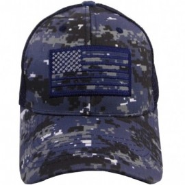 Baseball Caps US American Flag Patch Tactical Style Mesh Trucker Baseball Cap Hat - Navy Camo - C712MAKH2LG $11.10
