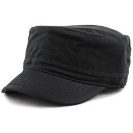 Baseball Caps Washed Cotton Basic & Distressed Cadet Cap Military Army Style Hat - 1. Basic - Black - CU189ZYZT0X $11.92