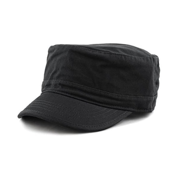 Baseball Caps Washed Cotton Basic & Distressed Cadet Cap Military Army Style Hat - 1. Basic - Black - CU189ZYZT0X $11.92