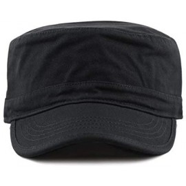 Baseball Caps Washed Cotton Basic & Distressed Cadet Cap Military Army Style Hat - 1. Basic - Black - CU189ZYZT0X $11.92
